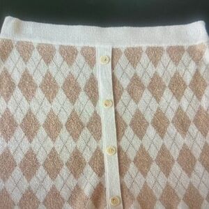 Blue Blush Cream and Tan Argyle Pencil Skirt